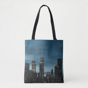 URBAN CITY DURING NIGHTTIME TOTE BAG