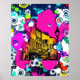 urban city graffiti paint splatter design colourfu poster