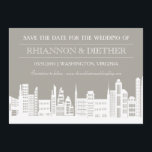 Urban City Save the Dates Save The Date<br><div class="desc">These urban city themed save the dates are great for the couple who are getting married in the city.  Invites are customisable and available in different colours schemes.</div>