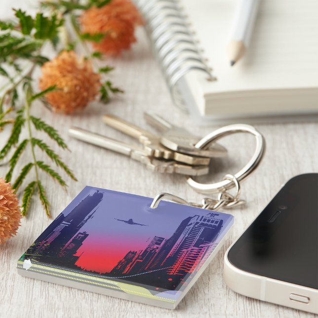 Urban City Scene At Dusk Key Ring (Creator Uploaded)