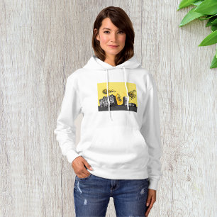 Urban Cityscape Yellow and Grey Retro Abstract Hoodie