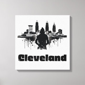 Urban Cleveland Skyline Premium Canvas Art