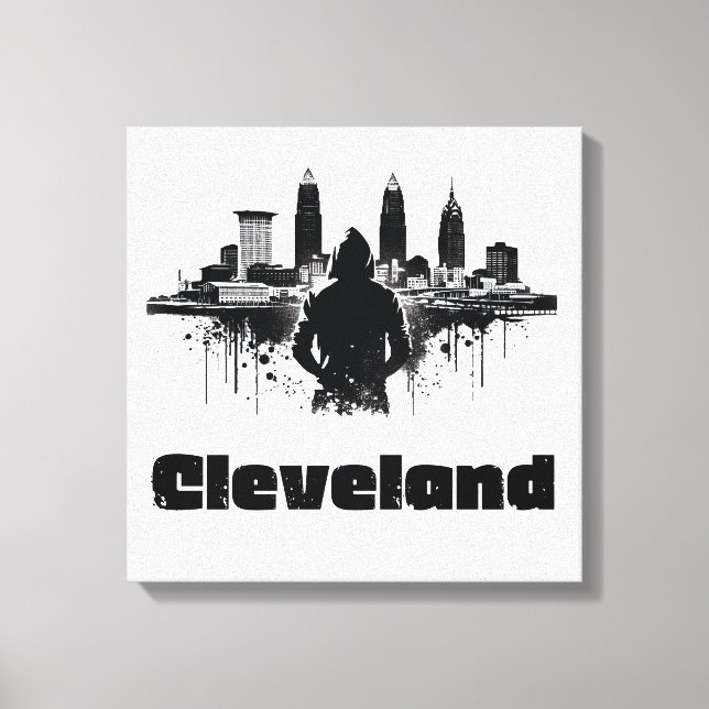 Urban Cleveland Skyline Premium Canvas Art (Front)