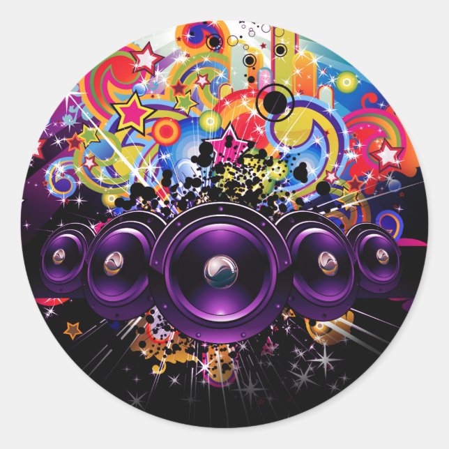 Urban Club Hip Hop DJ Dancing Dance Party Classic Round Sticker (Front)