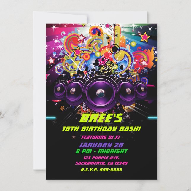 Urban Club Hip Hop DJ Dancing Dance Party Invitation (Front)