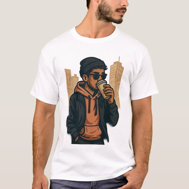  Urban Coffee Vibes –  Men's Basic T-Shirt (Front)