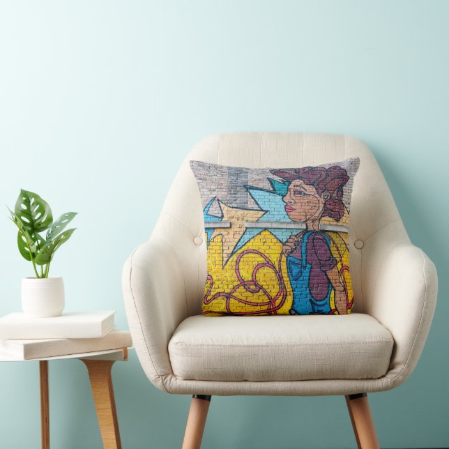 Urban Colourful Graffiti Cushion (Chair)