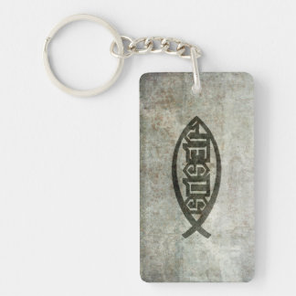 Urban Concrete Jesus Fish Key Ring