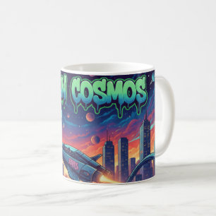 Urban Cosmos Graffiti Spaceship Futuristic Neon Coffee Mug