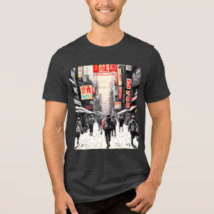 Urban Cyberpunk Vibes - Japanese Street Art  Tri-Blend Shirt