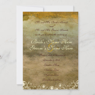 Urban Decay Gold Grunge Wedding Invitation