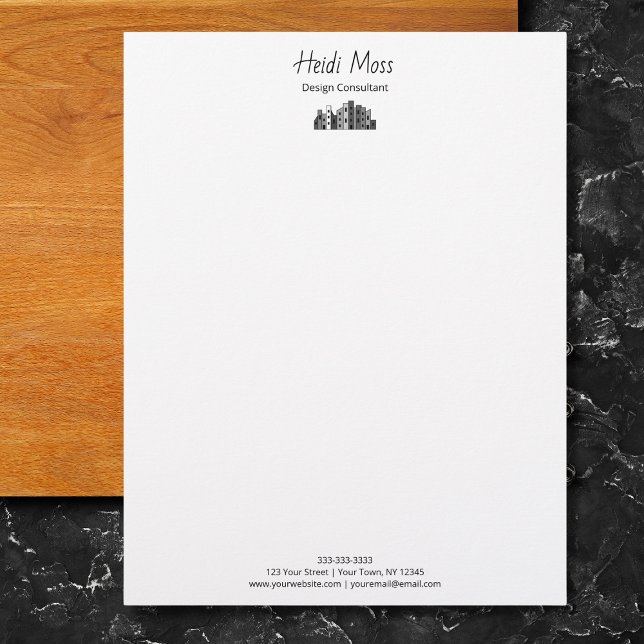 Urban Design Consultant Modern Minimalist Skyline  Custom Letterhead (Creator Uploaded)