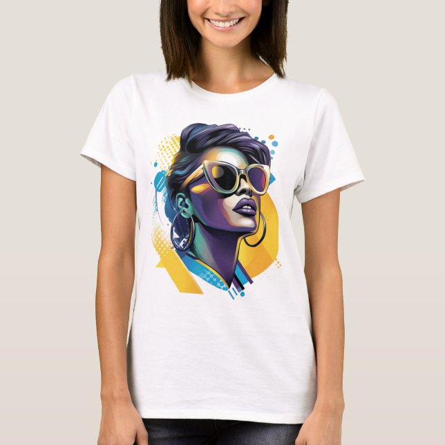 Urban Diva - Bold Vector Portrait of Retro Glamor T-Shirt (Front)