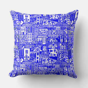 Urban Dream - Blue on White Cushion