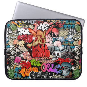 Urban dynamic street art Graffiti art pattern Laptop Sleeve