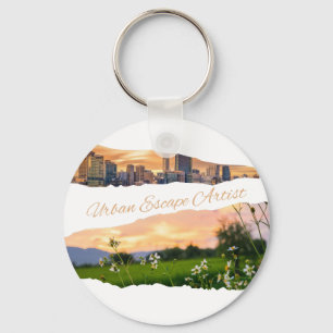 Urban Escape Artist City to Nature Sunset Design Key Ring
