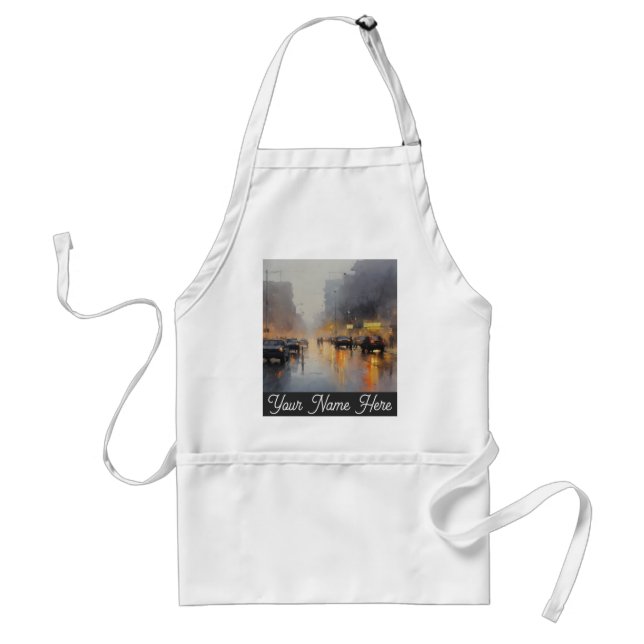 Urban Evening Rain Scene Standard Apron (Front)