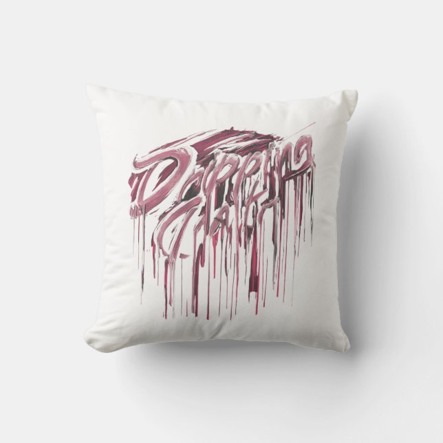 Urban Expression: Dripping Typography Throw Pillow (Front)