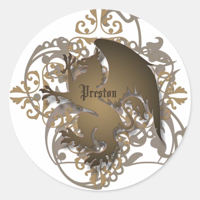 Urban Fantasy Bronze Griffin Add Name Stickers (Front)
