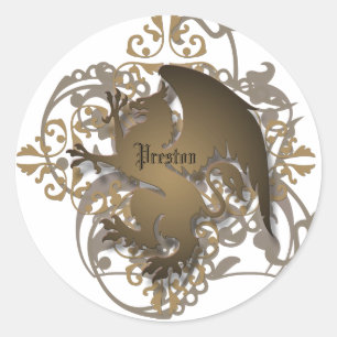 Urban Fantasy Bronze Griffin Add Name Stickers