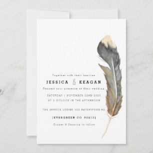 Urban Feather Wedding Invite