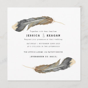 Urban Feather Wedding Invite