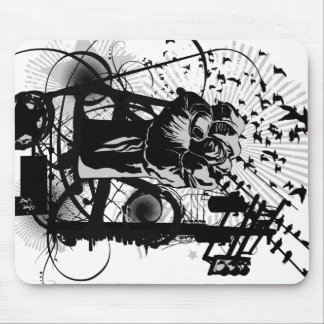 Urban Fist with crows and wires illustration. Mouse Pad