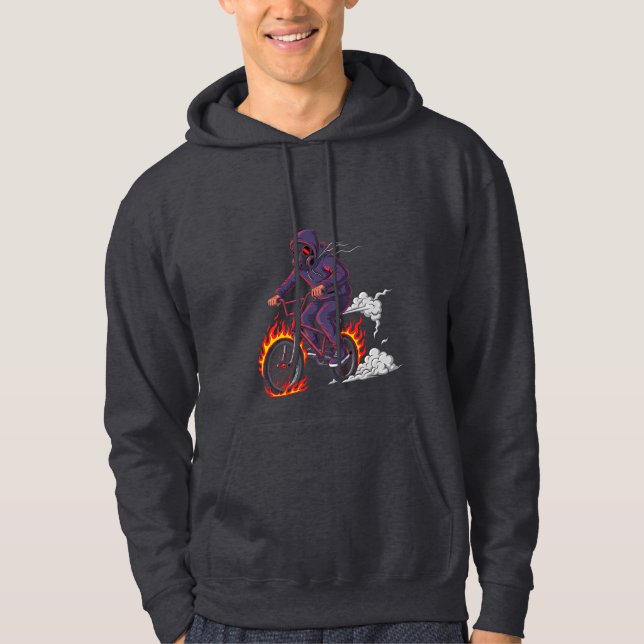 Urban Flame Rider | Gas Mask Biker Streetwear Hoodie (Front)