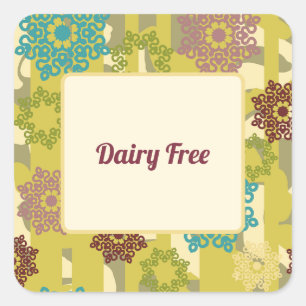 Urban Floral Dairy Free Dietary Requirement Square Sticker