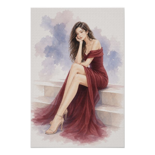 URBAN FLUID ELEGANCE — Crimson Harmony Poster (Front)
