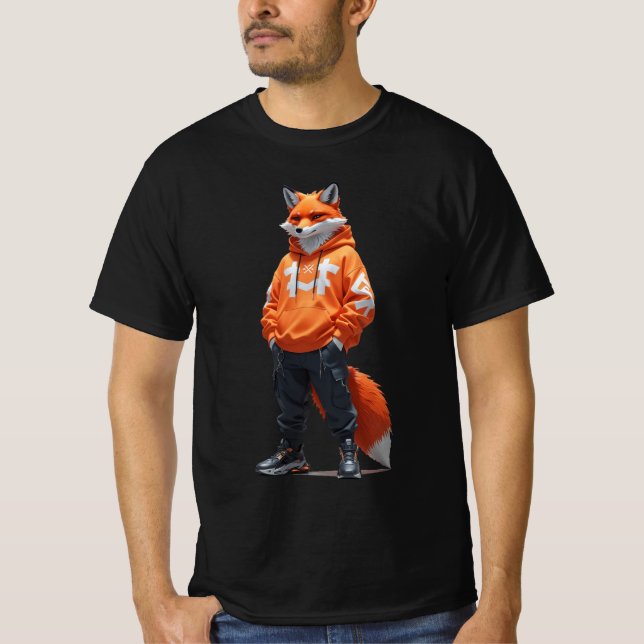 Urban Fox Vibes - Futuristic Streetwear Design  T-Shirt (Front)