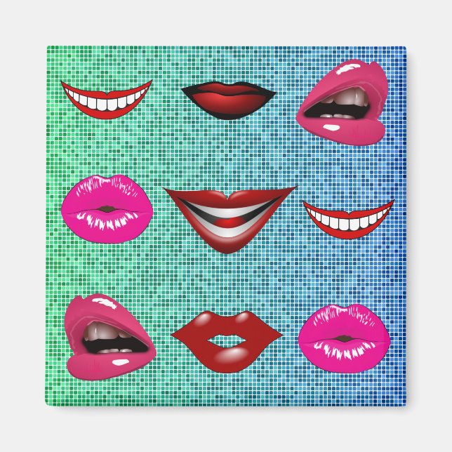 Urban Funky Hip Cool Lips Pattern Magnet (Front)