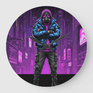 Urban Gas Mask Rebel – Cyberpunk Streetwear Art Large Clock