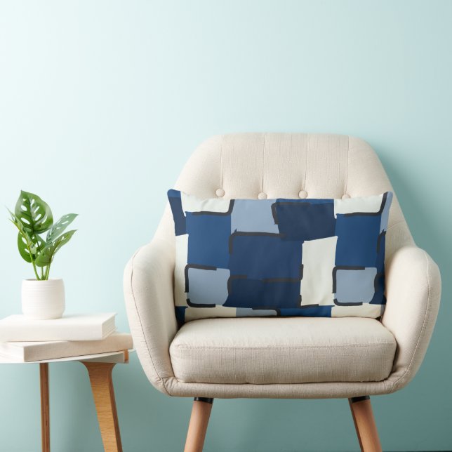 Urban Geo | Cobalt Cool | Hero Pattern Lumbar Cushion (Chair)
