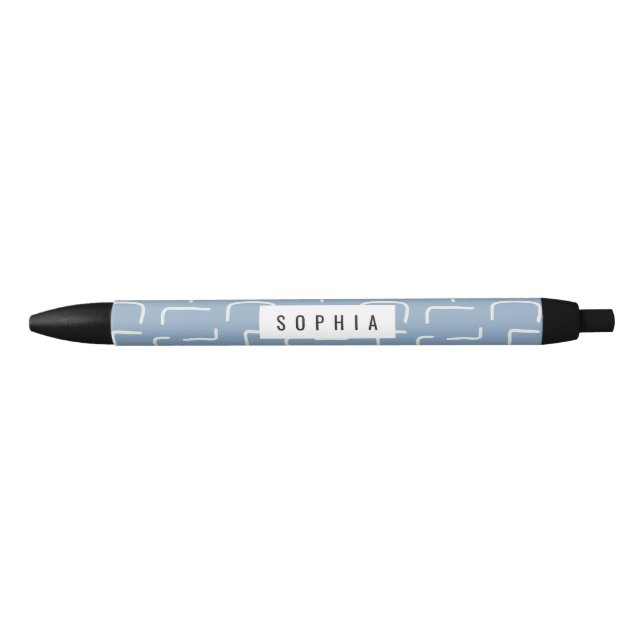 Urban Geo | Dusty Blue | Blender Pattern Black Ink Pen (Front)