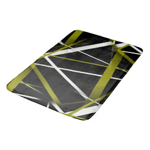 Urban Geometry Black Olive-Green Bath Mat