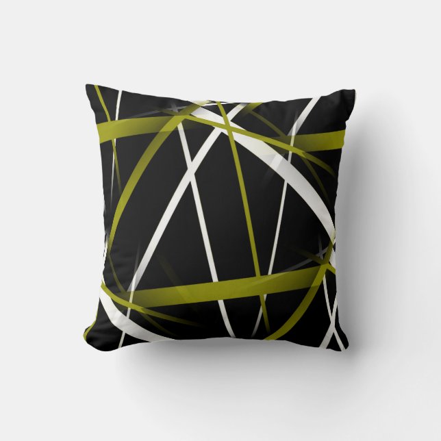 Urban Geometry Black Olive-Green Cushion (Front)