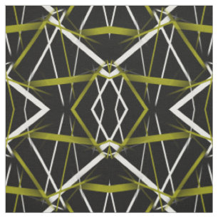 Urban Geometry Black Olive-Green Fabric