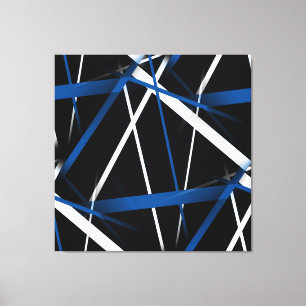 Urban Geometry Black White Blue Canvas Print