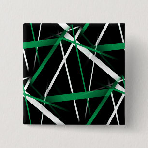 Urban Geometry Black White Green 15 Cm Square Badge