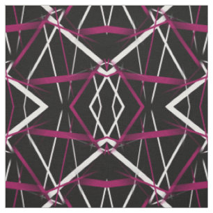 Urban Geometry Black White Magenta-Pink Fabric