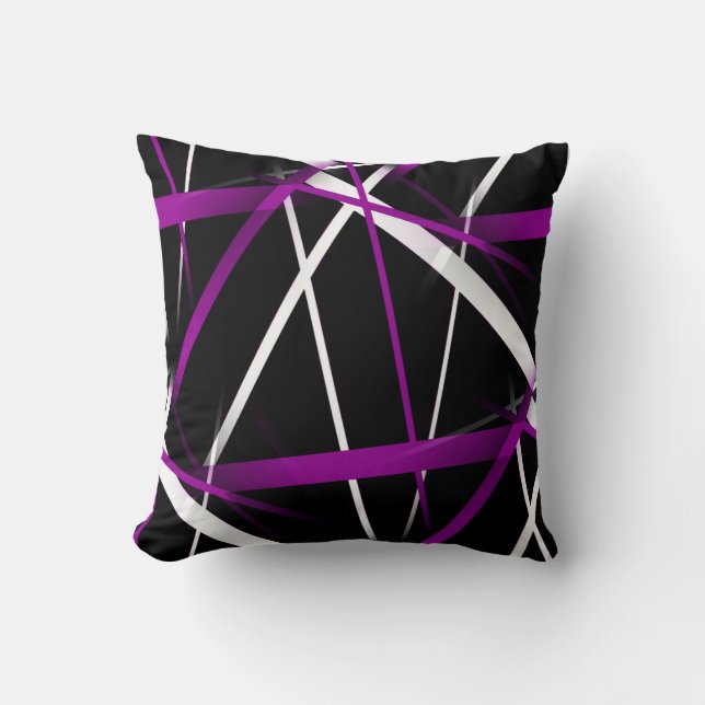 Urban Geometry Black White Purple Cushion (Front)
