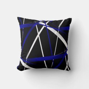 Urban Geometry Black White Royal-Blue Cushion