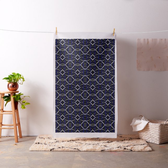  Urban Geometry Black White Royal-Blue Fabric (In Situ)