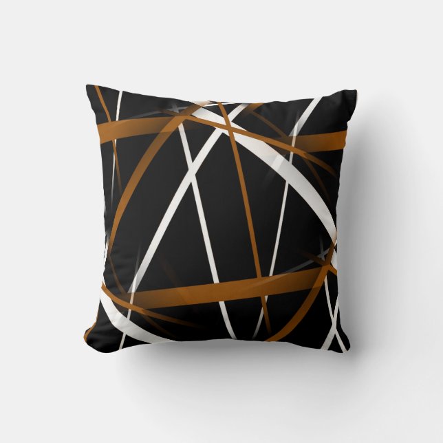 Urban Geometry Black White Sienna-Brown Cushion (Front)