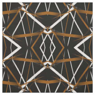 Urban Geometry Black White Sienna-Brown Fabric