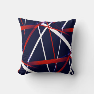 Urban Geometry Blue White Red Cushion