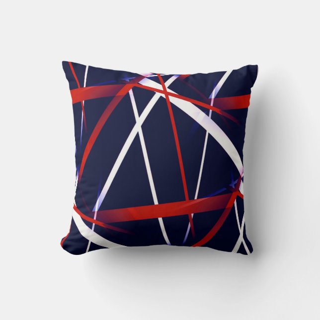 Urban Geometry Blue White Red Cushion (Front)
