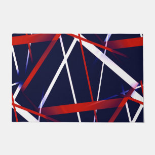 Urban Geometry Blue White Red Doormat