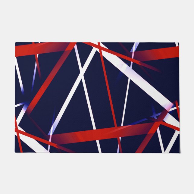 Urban Geometry Blue White Red Doormat (Front)